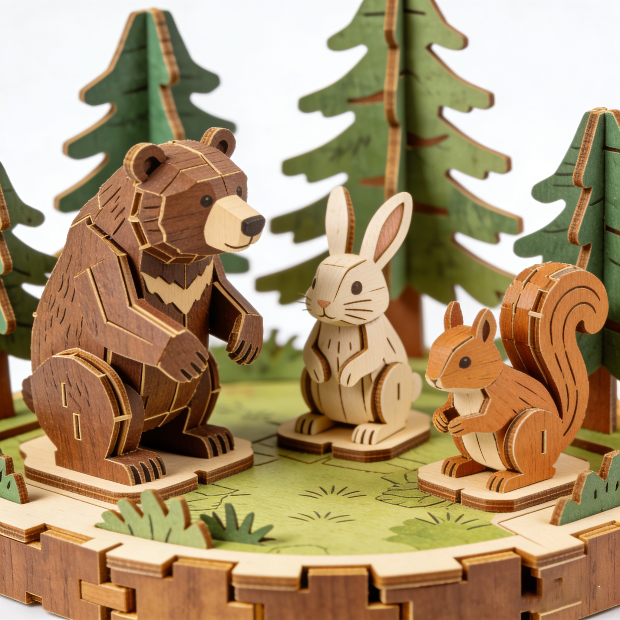 Woodland Animal 3D Wooden Puzzle Set