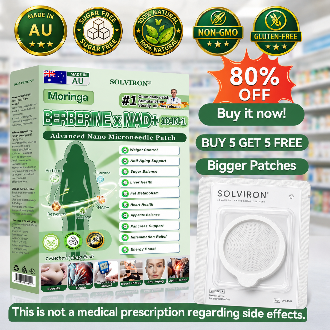 𝐀𝐔 𝐃𝐨𝐜𝐭𝐨𝐫 𝐑𝐞𝐜𝐨𝐦𝐦𝐞𝐧𝐝𝐞𝐝➖|  𝐒𝐋𝐎𝐕𝑰𝑹𝑶𝑵® 𝐔𝐩𝐠𝐫𝐚𝐝𝐞𝐝 𝐋𝐚𝐫𝐠𝐞-𝐂𝐨𝐯𝐞𝐫𝐚𝐠𝐞 𝟏𝟎-𝐢𝐧-𝟏 𝐀𝐝𝐯𝐚𝐧𝐜𝐞𝐝 𝐍𝐚𝐧𝐨 𝐌𝐢𝐜𝐫𝐨𝐧𝐞𝐞𝐝𝐥𝐞 𝐏𝐚𝐭𝐜𝐡 (𝐉𝐮𝐬𝐭 𝐨𝐧𝐜𝐞 𝐚 𝐝𝐚𝐲, 𝐯𝐢𝐬𝐢𝐛𝐥𝐞 𝐜𝐡𝐚𝐧𝐠𝐞𝐬 𝐢𝐧 𝟕 𝐝𝐚𝐲𝐬)